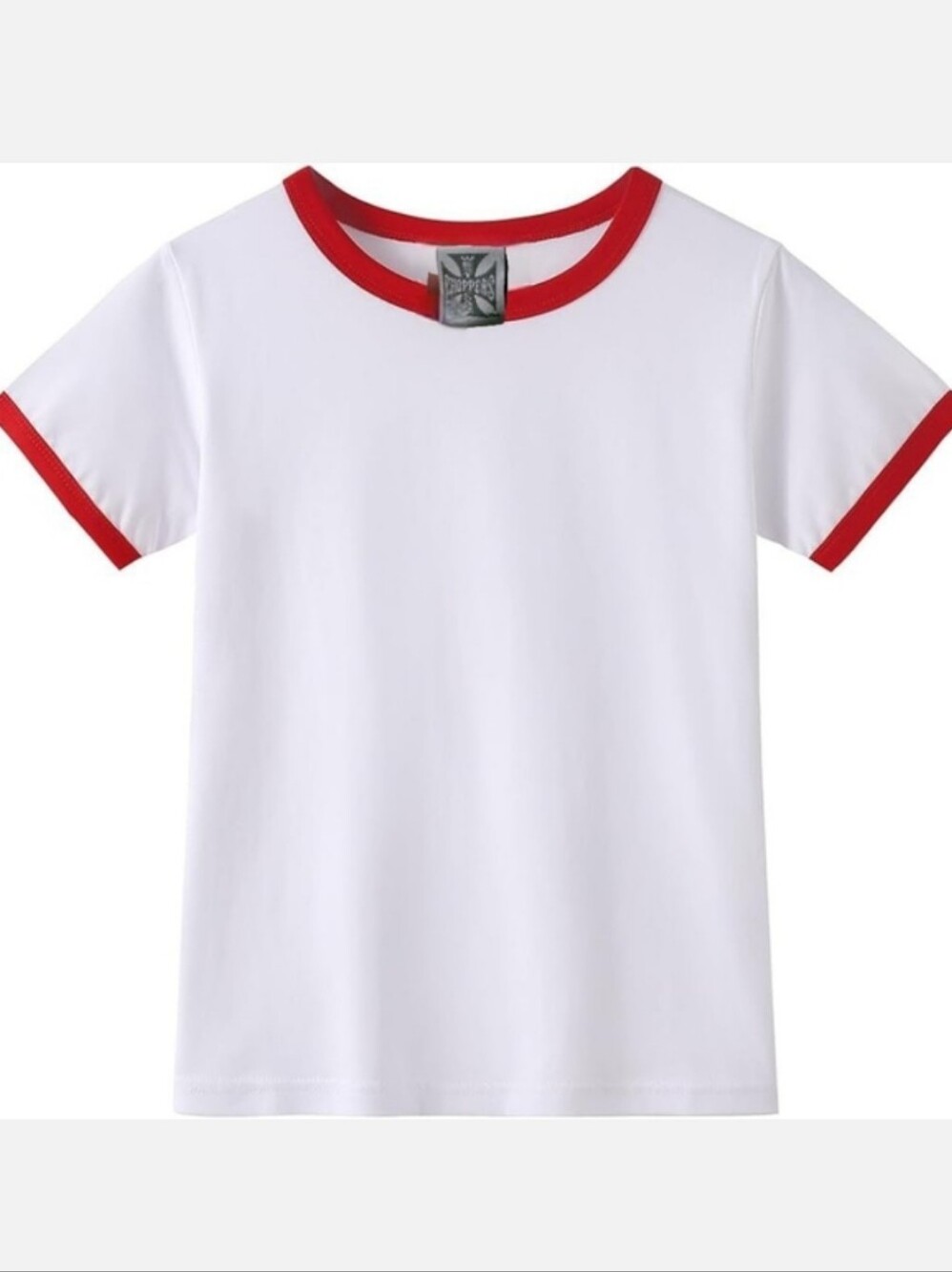 NWT WEST COAST CHOPPERS CHOPPER CUTIE WHITE RINGER TEE RED TRIM SIZE: L 11/13!